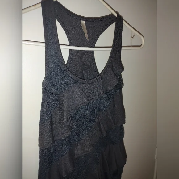 Grey Ruffle Front Tank Top - Picture 2 of 5